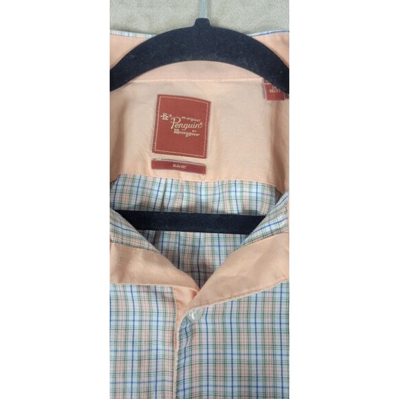 Penguin Mens Casual Shirt Slim Fit Long Sleeve Multicolor Plaid Size 18 36/37 - Picture 6 of 8